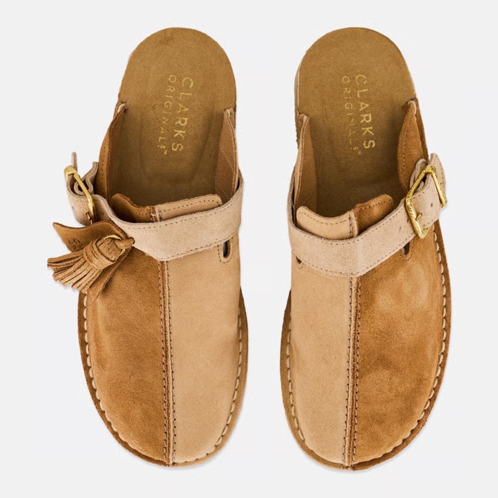 Clark’s Women's Two-Tone Tan Suede Slip-On Clog